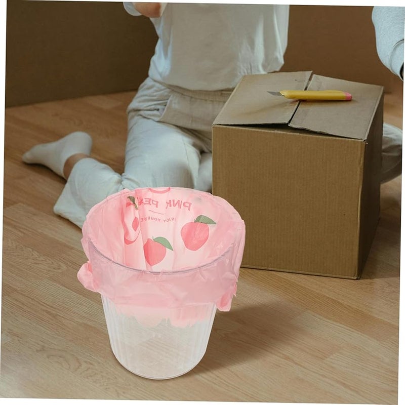 أكياس قمامة محمولة سميكة بمقابض بلون الخوخ الوردي عدد 50 قطعة لفرز النفايات - Image 5